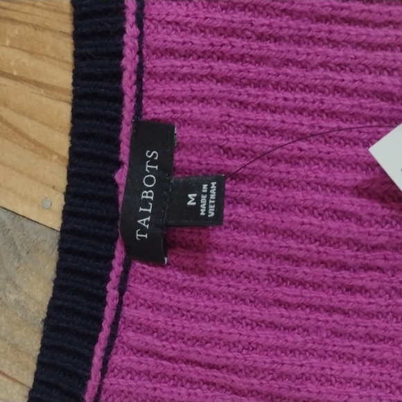 Talbots Purple Tipped V-neck Pullover Ribbed Knit Sweater Size M NWT - Picture 5 of 9